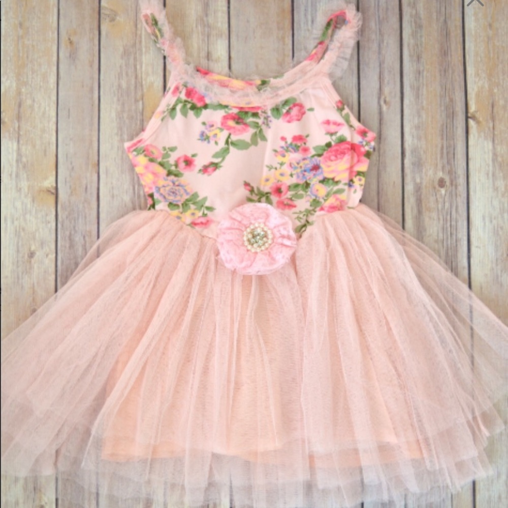 Toddler Pink Tulle summer sundress floral
